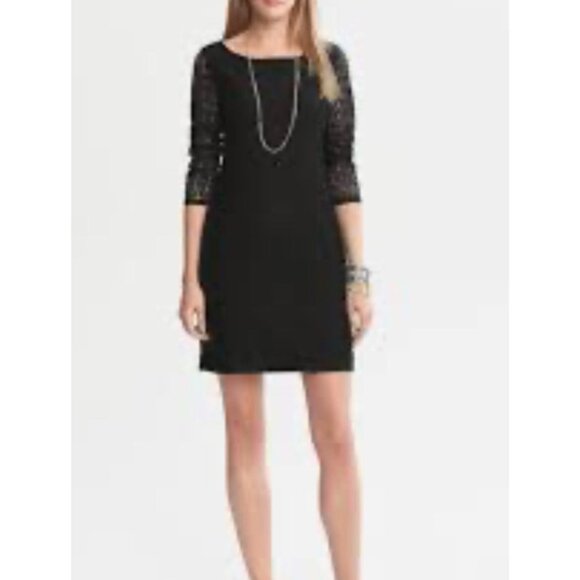 Trina Turk Dress 8 Black Lace 3/4 Long Sleeve Open Back Washable Date Party - Picture 1 of 14